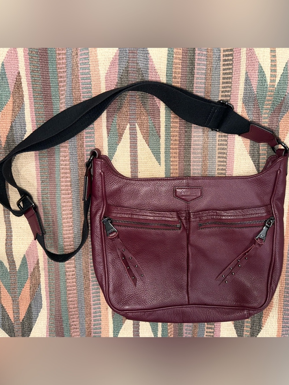 Aimee Kestenberg Burgundy Leather Crossbody Bag